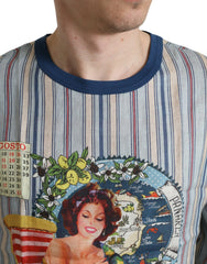 Dolce & Gabbana Multicolor Agosto Print Linen T-shirt -   -  Dolce & Gabbana.