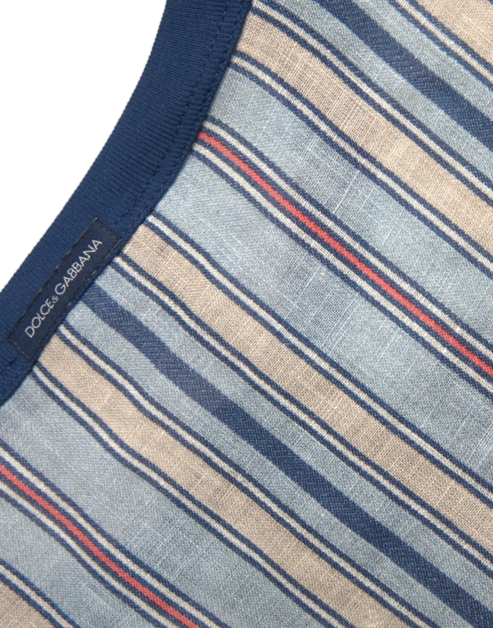 Dolce & Gabbana Multicolor Agosto Print Linen T-shirt -   -  Dolce & Gabbana.