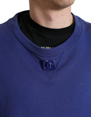 Dolce & Gabbana Royal Blue Cotton Crewneck Pullover Sweater -   -  Dolce & Gabbana.