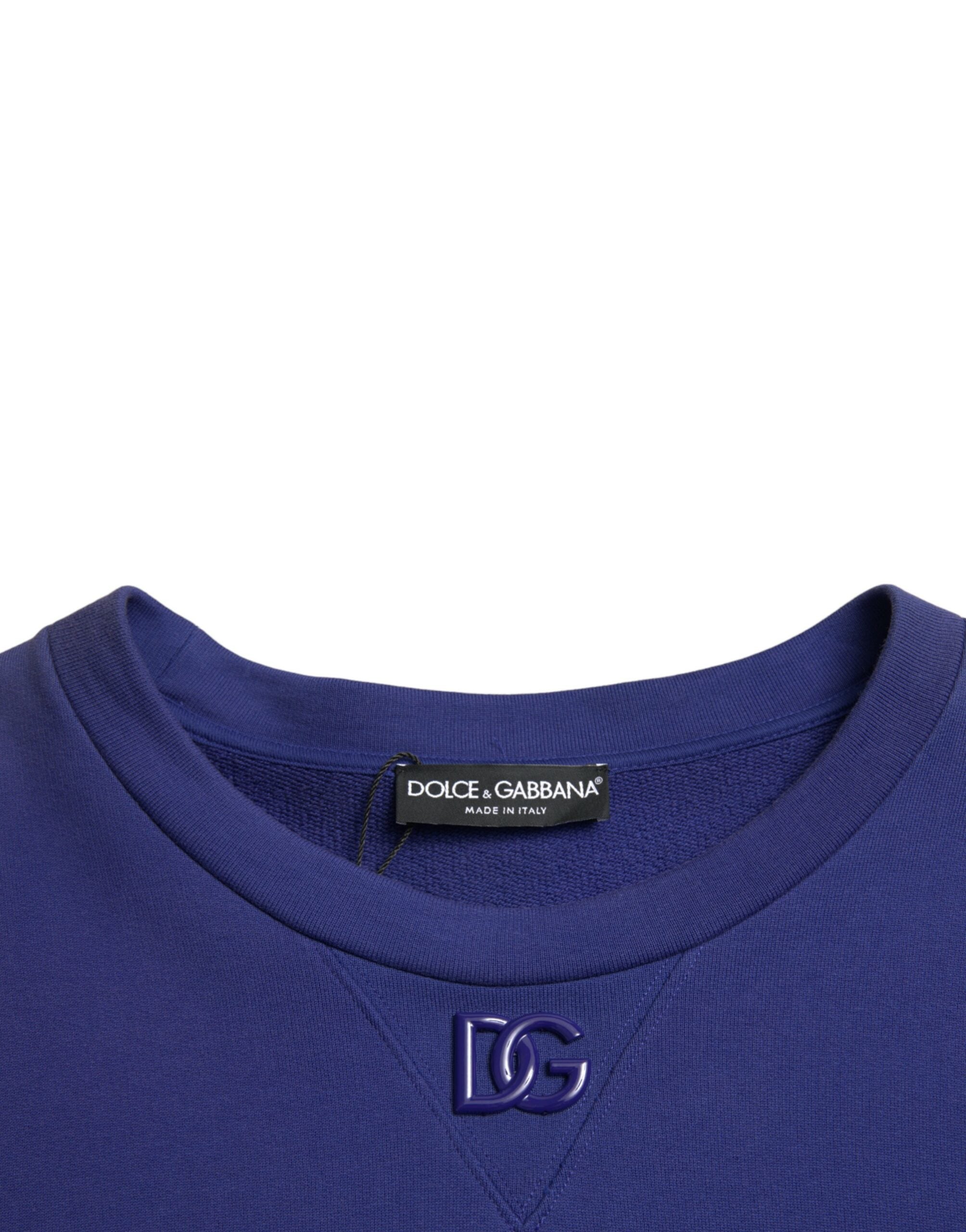 Dolce & Gabbana Royal Blue Cotton Crewneck Pullover Sweater -   -  Dolce & Gabbana.