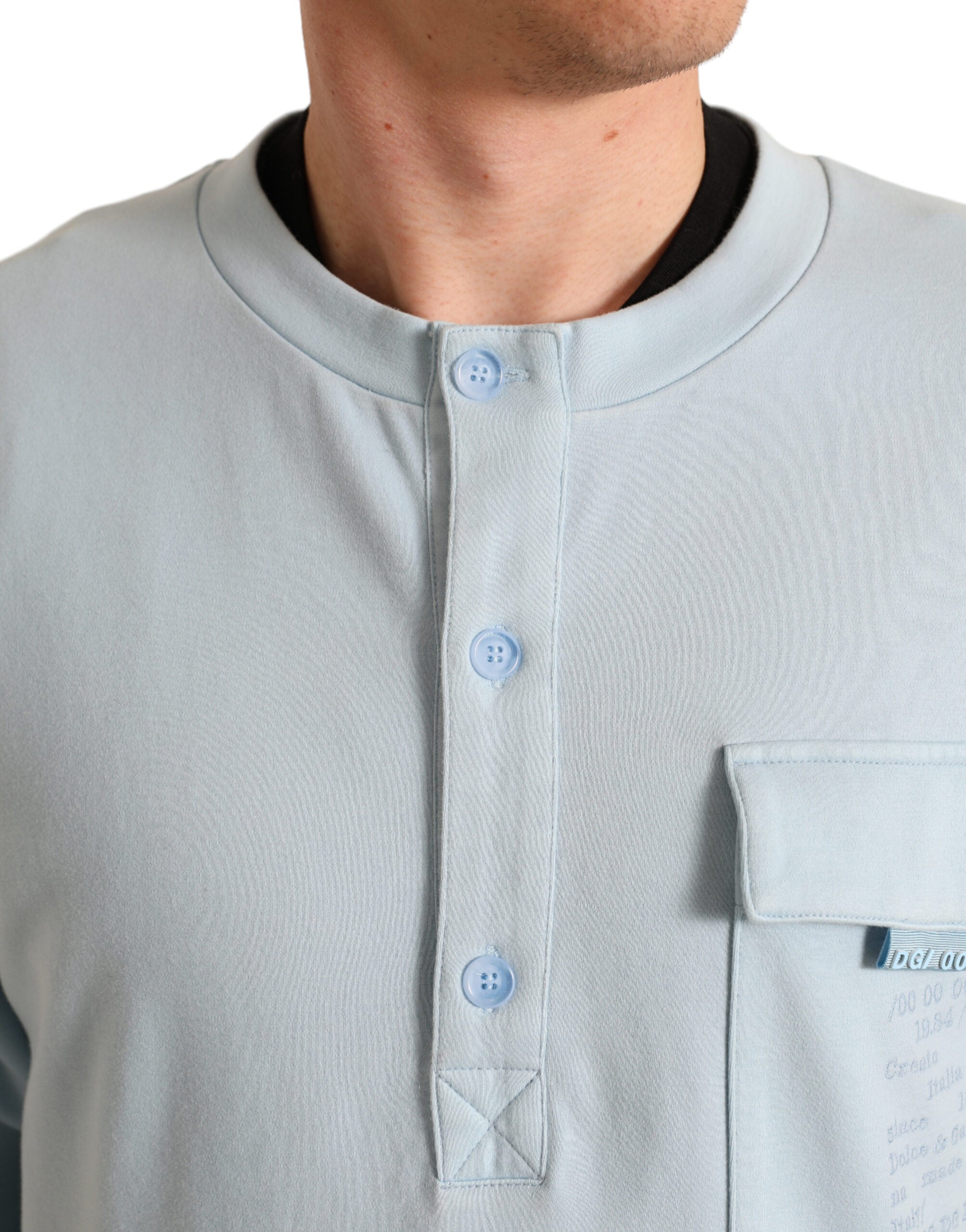 Dolce & Gabbana Light Blue Cotton Buttoned Pullover Sweater -   -  Dolce & Gabbana.