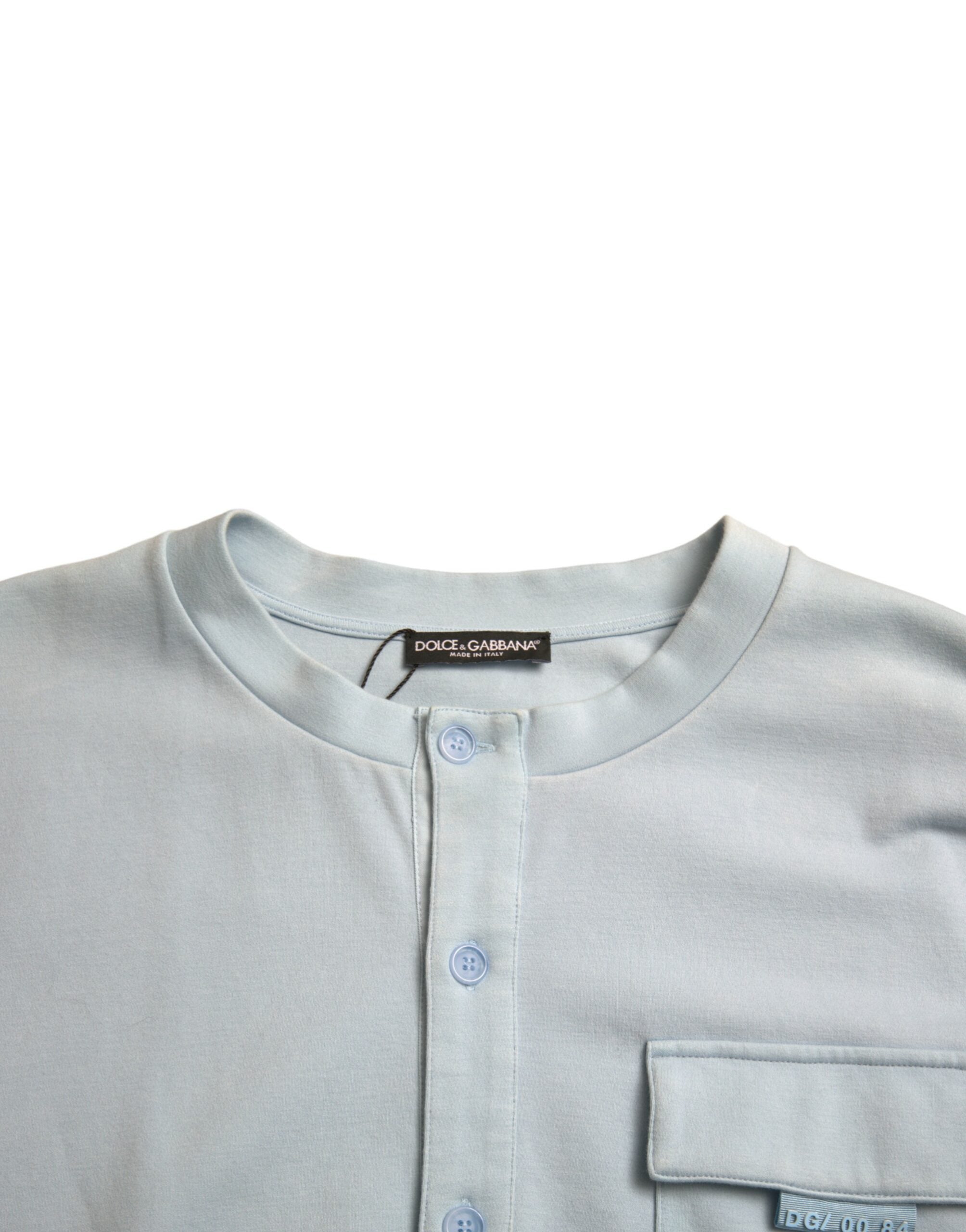 Dolce & Gabbana Light Blue Cotton Buttoned Pullover Sweater -   -  Dolce & Gabbana.