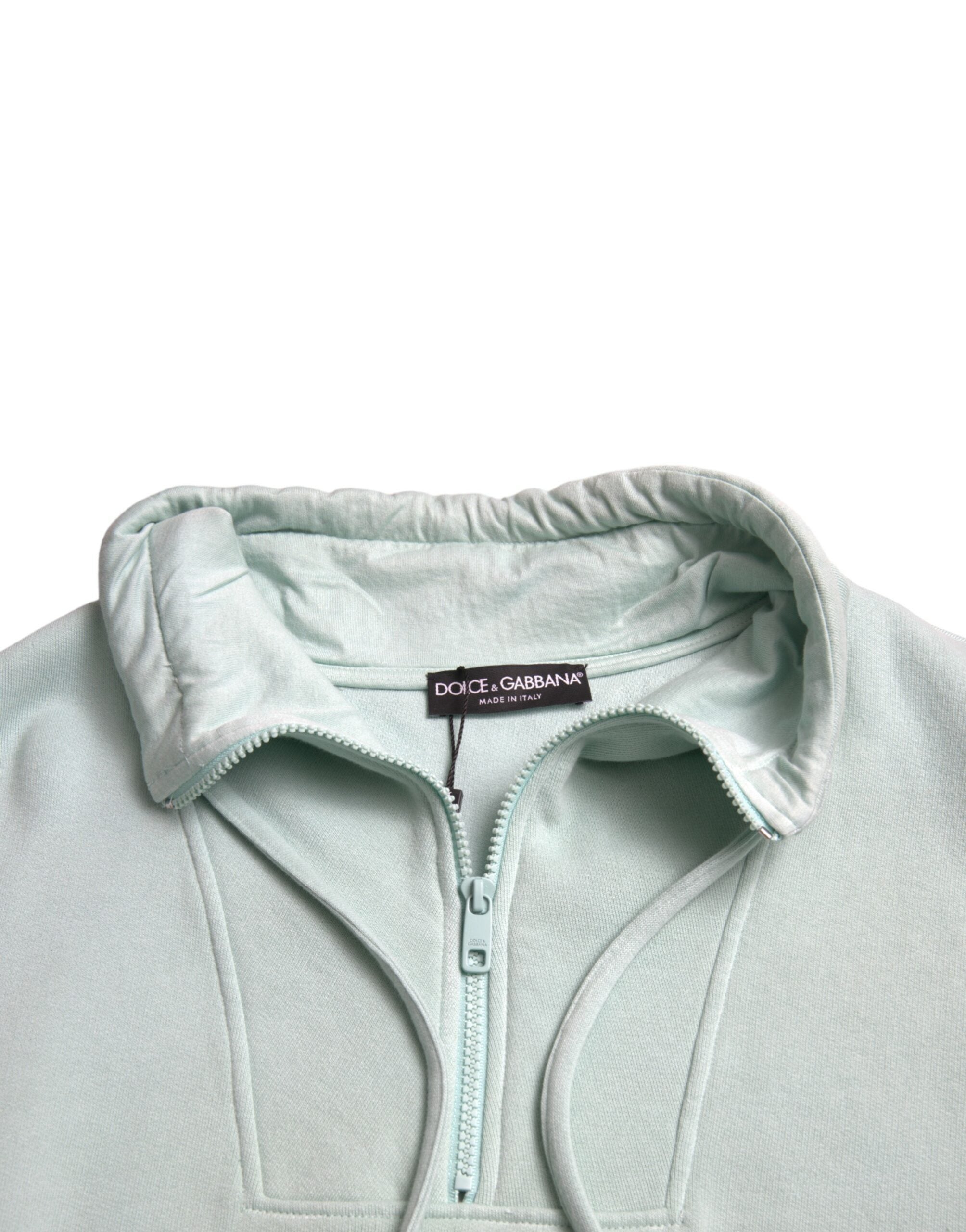 Dolce & Gabbana Mint Green Cotton Pockets Pullover Sweater -   -  Dolce & Gabbana.