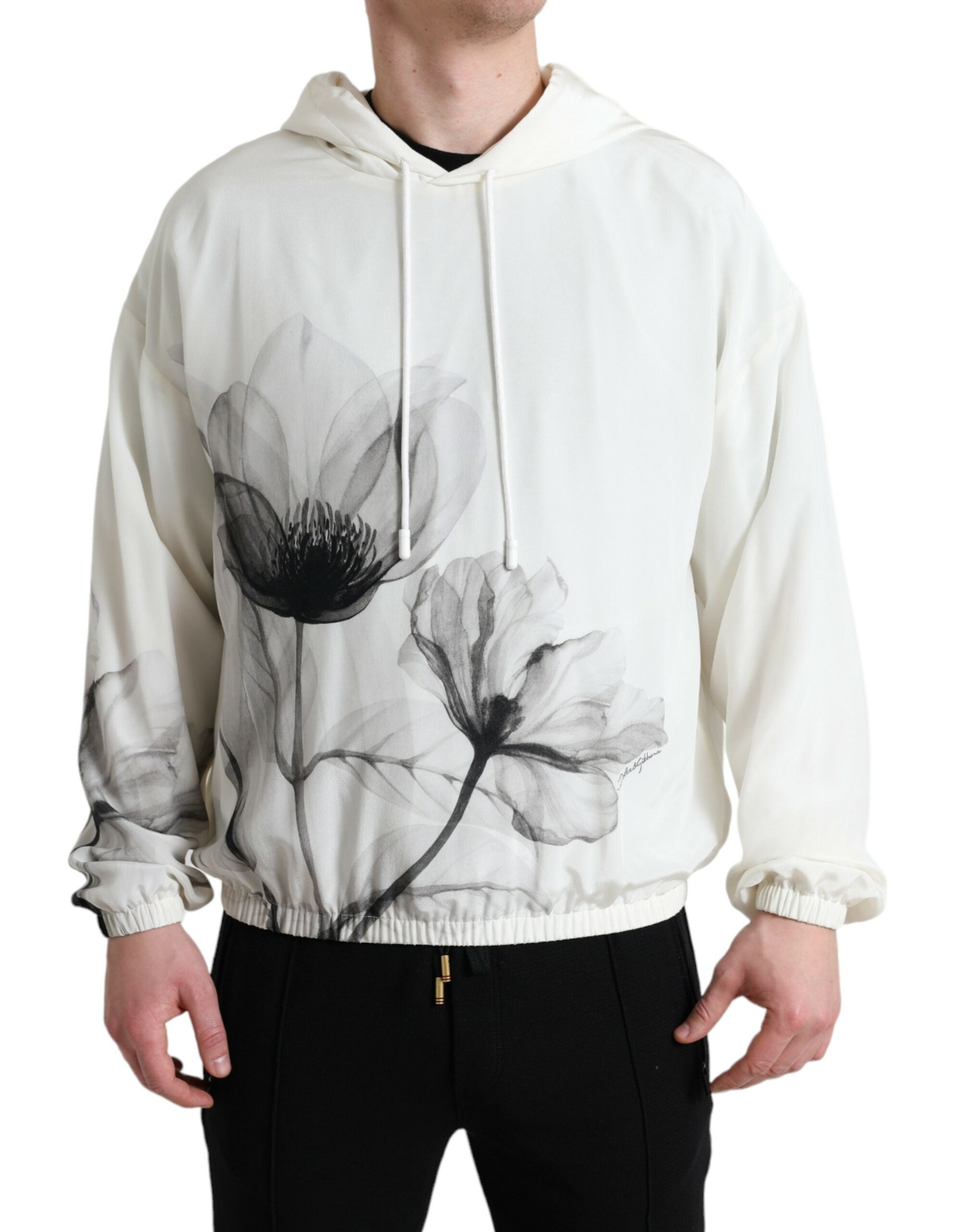 Dolce & Gabbana White Floral Print Hooded Pullover Sweater -   -  Dolce & Gabbana.
