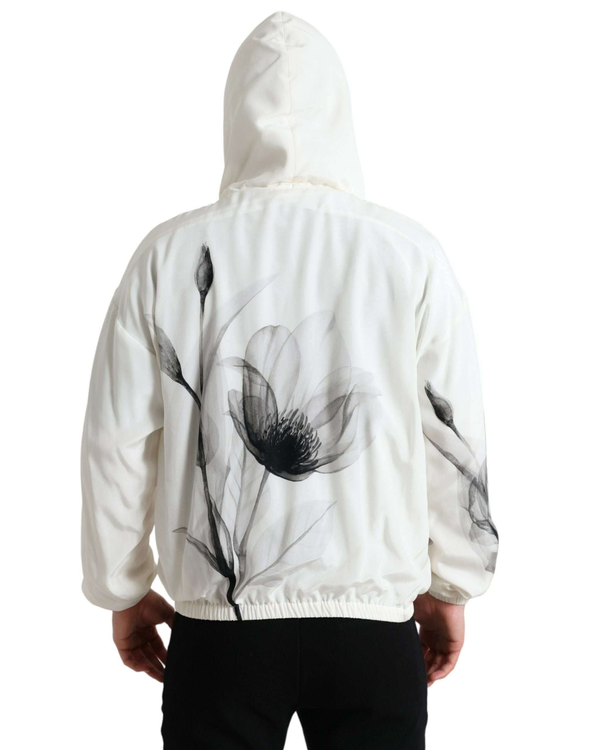 Dolce & Gabbana White Floral Print Hooded Pullover Sweater -   -  Dolce & Gabbana.