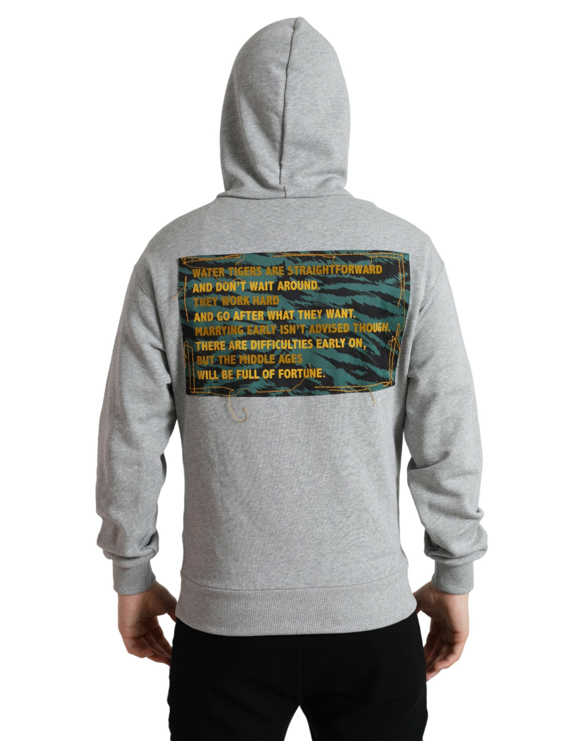 Dolce & Gabbana Gray Cotton Logo Hooded Sweatshirt Sweater -   -  Dolce & Gabbana.