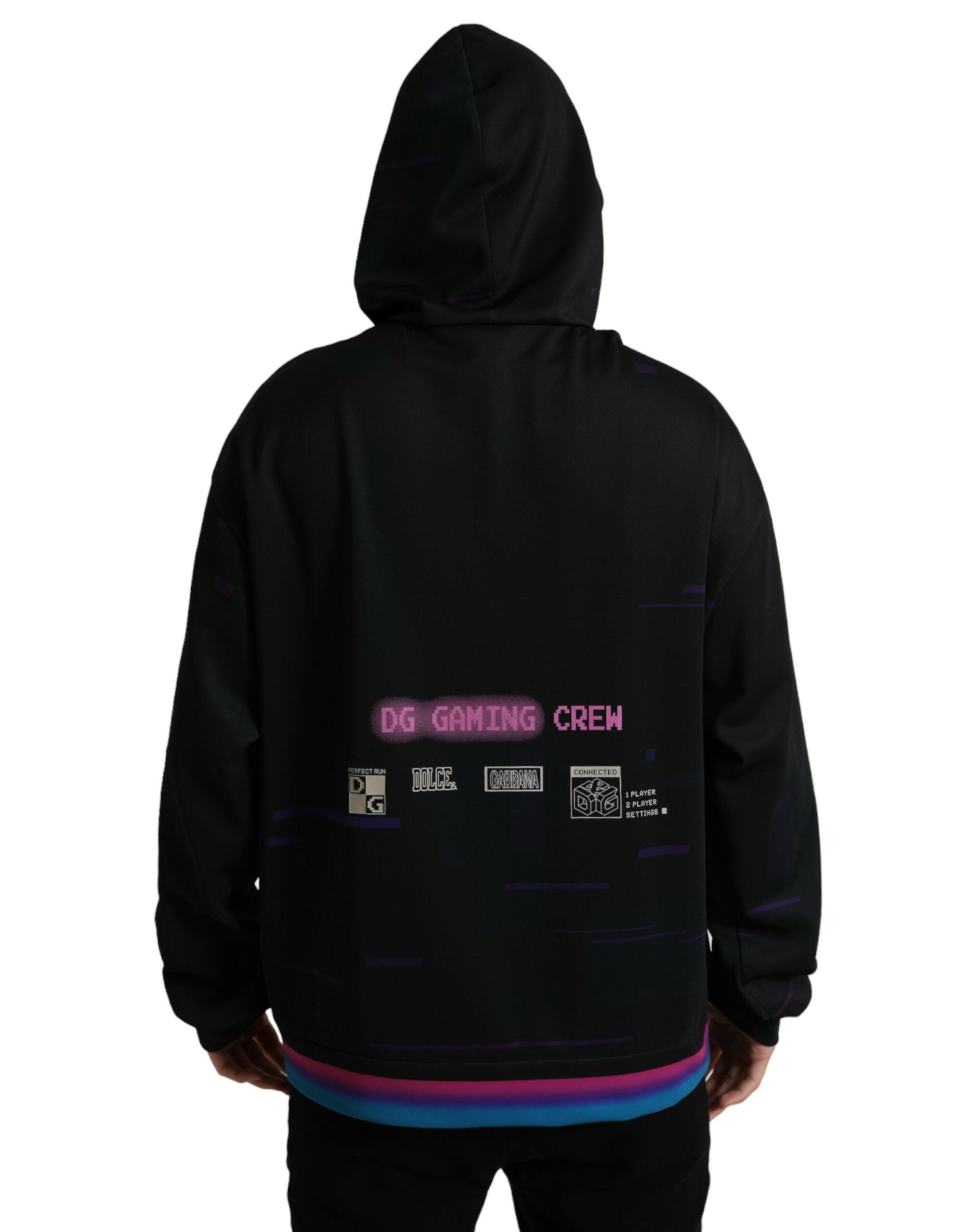 Dolce & Gabbana Black Logo Print Hooded Sweatshirt Sweater -   -  Dolce & Gabbana.