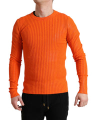 Dolce & Gabbana Orange Knitted Crewneck Men Pullover Sweater -   -  Dolce & Gabbana.
