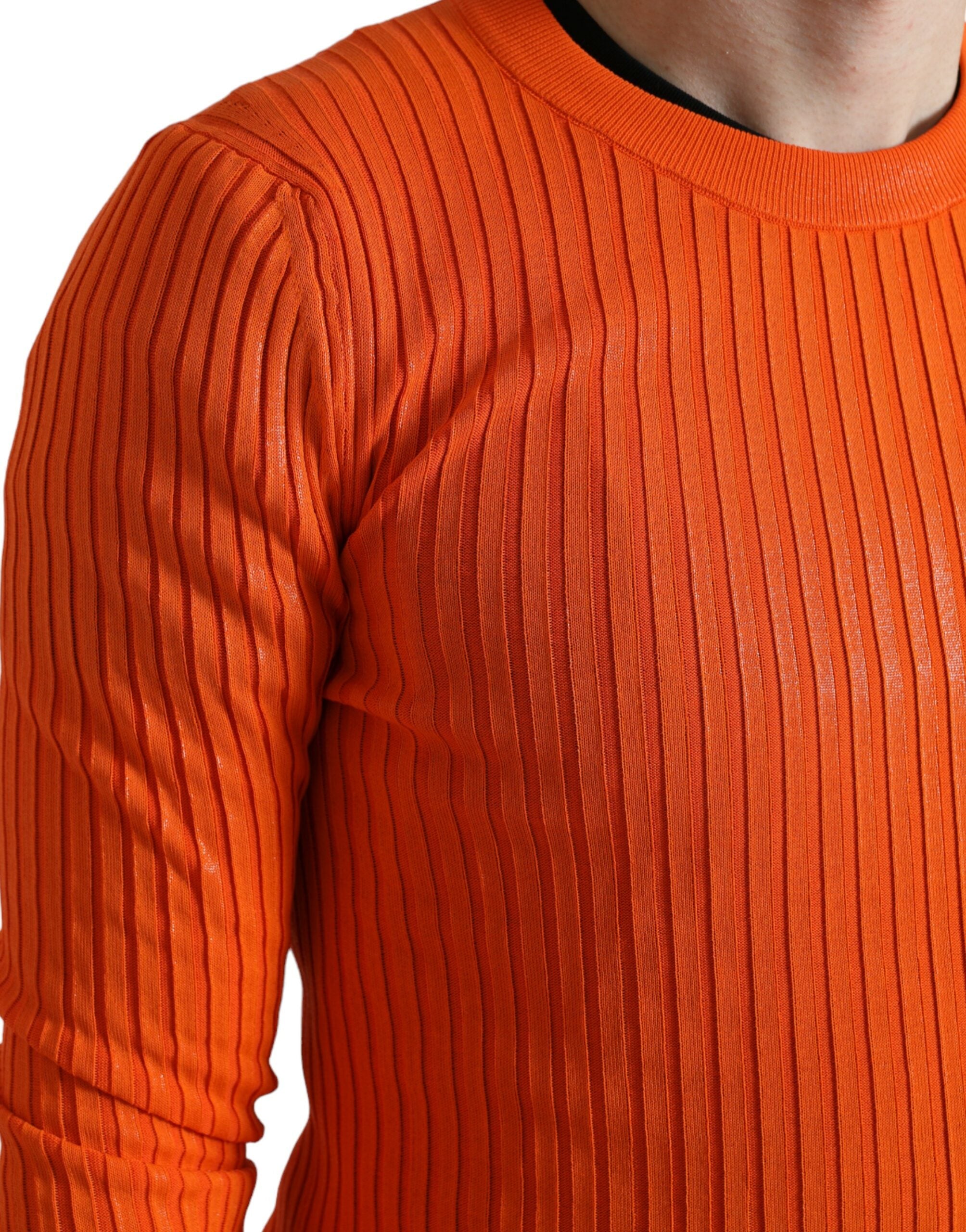 Dolce & Gabbana Orange Knitted Crewneck Men Pullover Sweater -   -  Dolce & Gabbana.