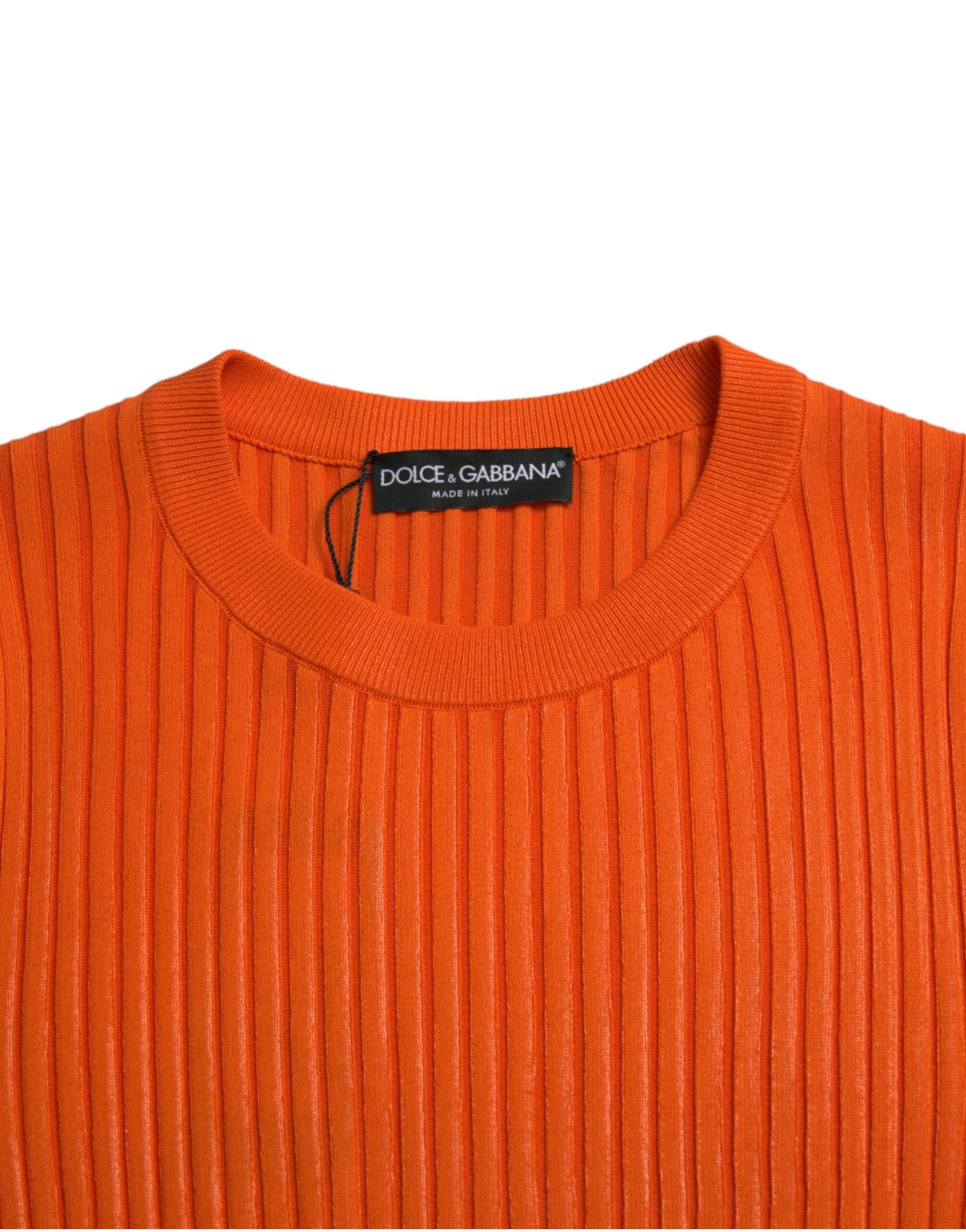 Dolce & Gabbana Orange Knitted Crewneck Men Pullover Sweater -   -  Dolce & Gabbana.