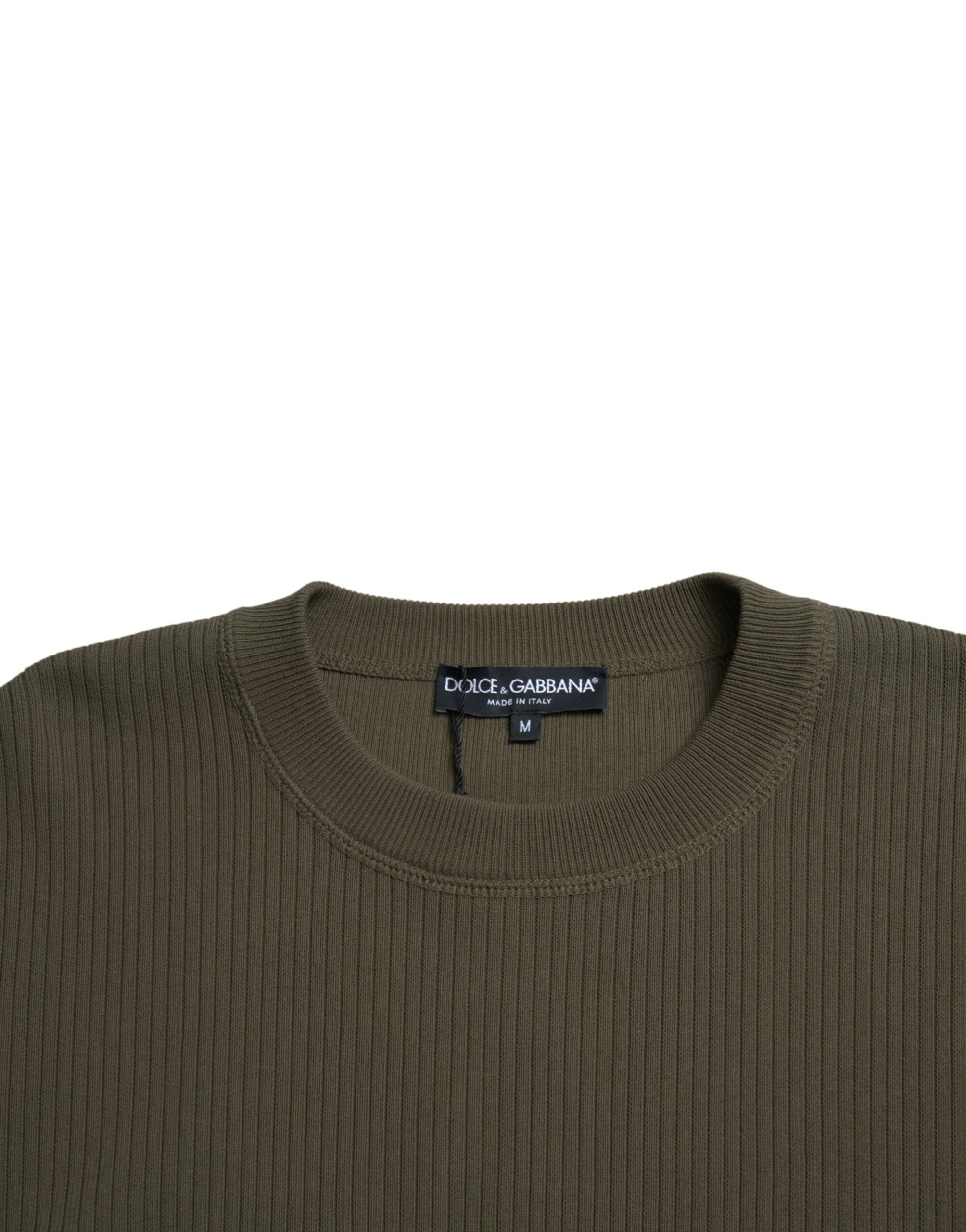 Dolce & Gabbana Green Cotton Crew Neck Men Pullover Sweater -   -  Dolce & Gabbana.