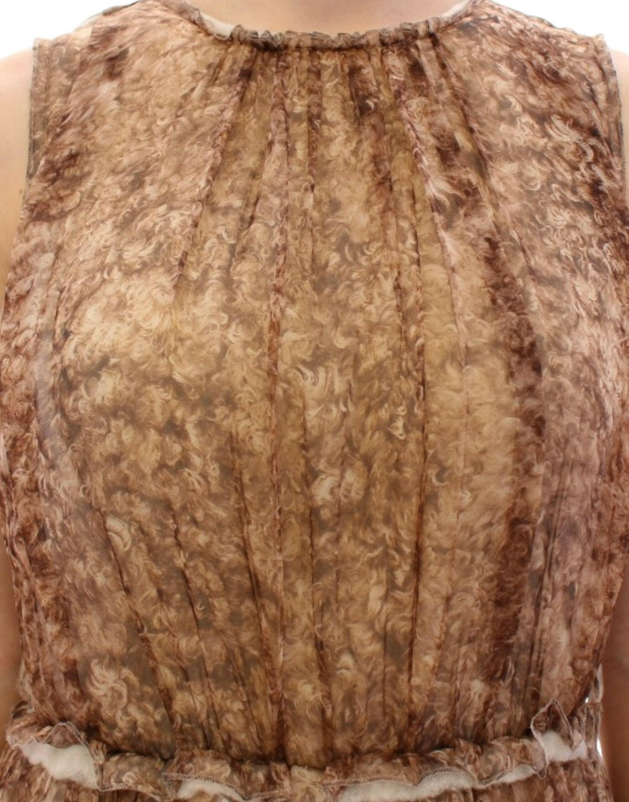 Dolce & Gabbana Brown sleeveless silk dress -   -  Dolce & Gabbana.