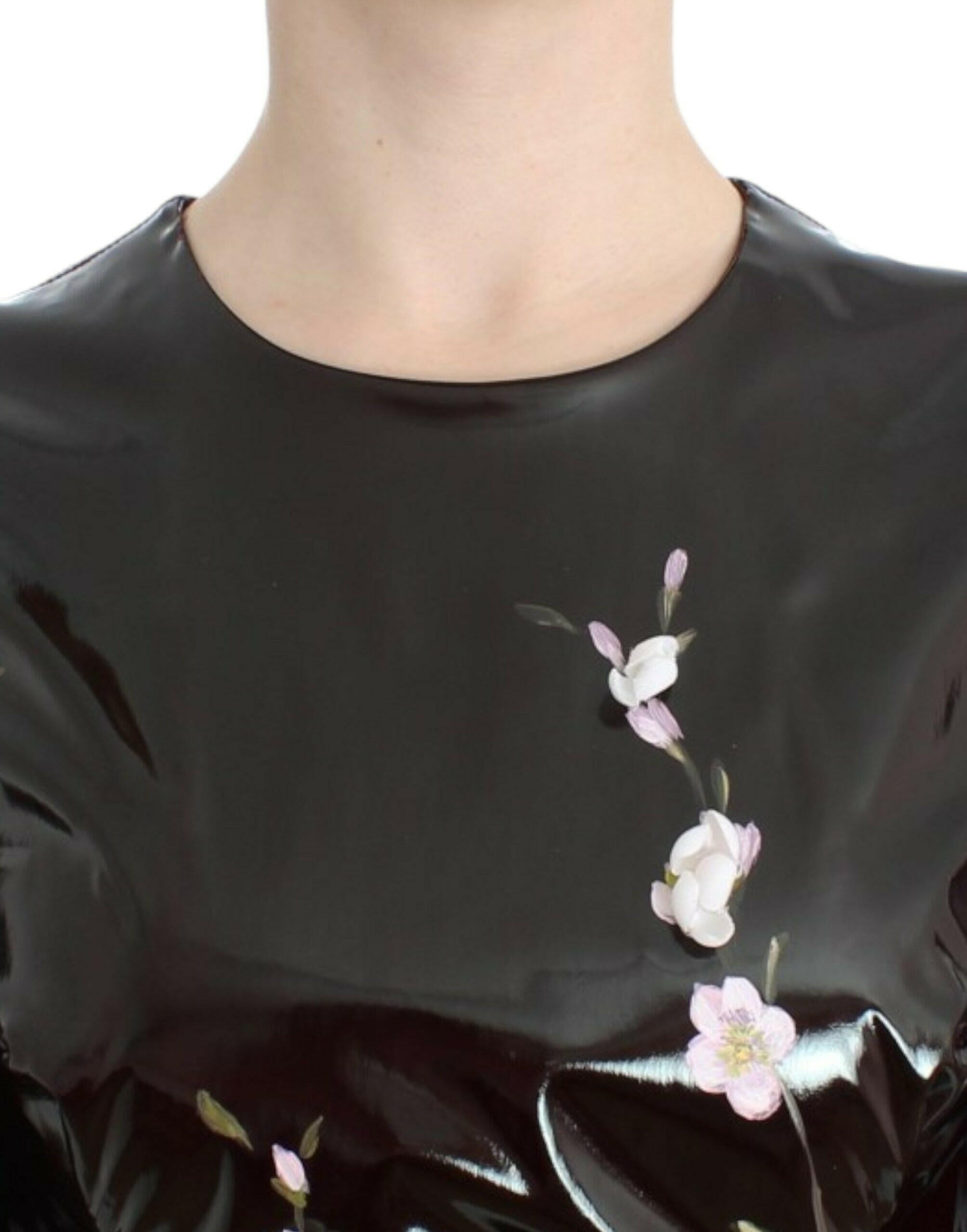 Dolce & Gabbana Black patent floral HANDPAINTED dress -   -  Dolce & Gabbana.