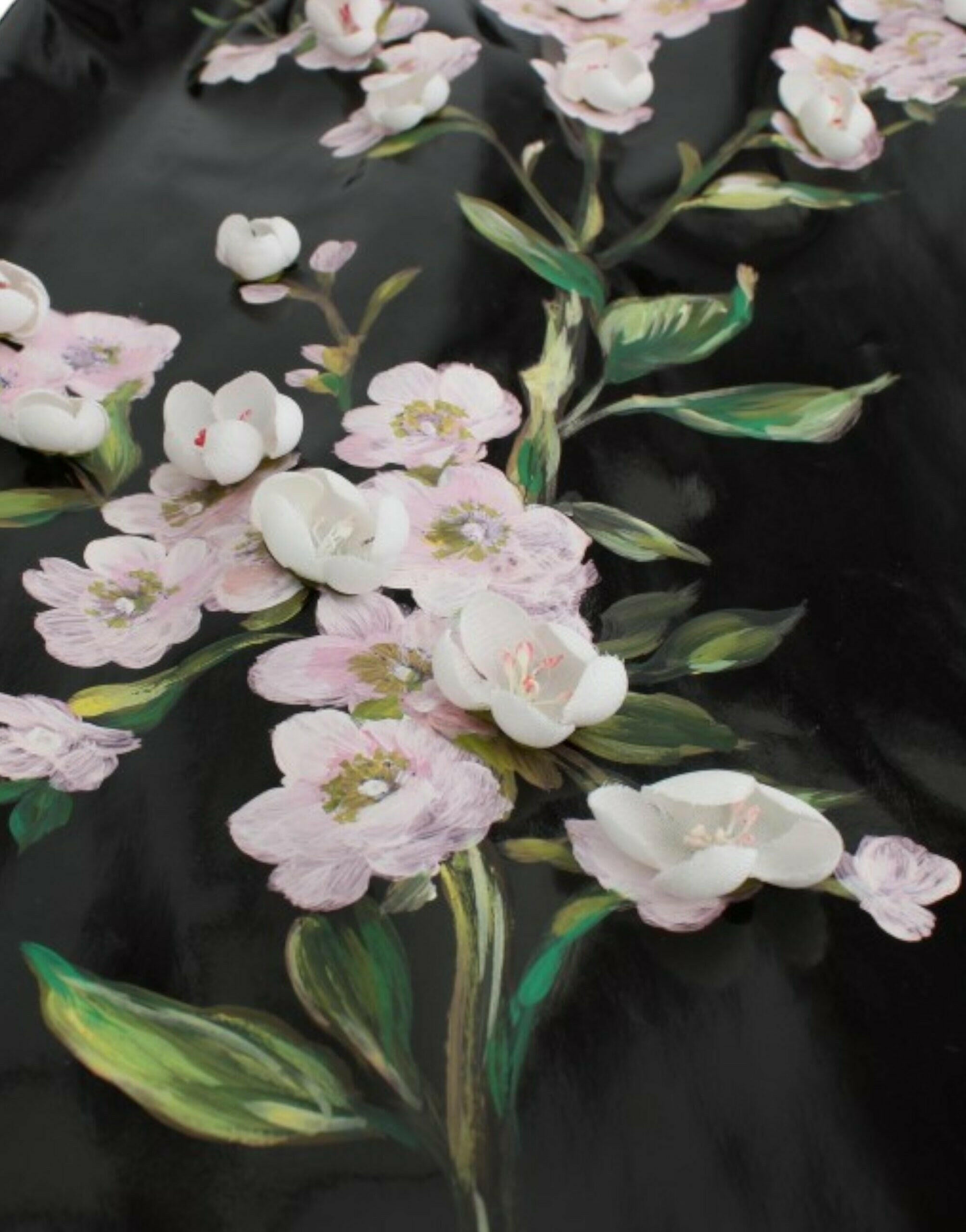 Dolce & Gabbana Black patent floral HANDPAINTED dress -   -  Dolce & Gabbana.