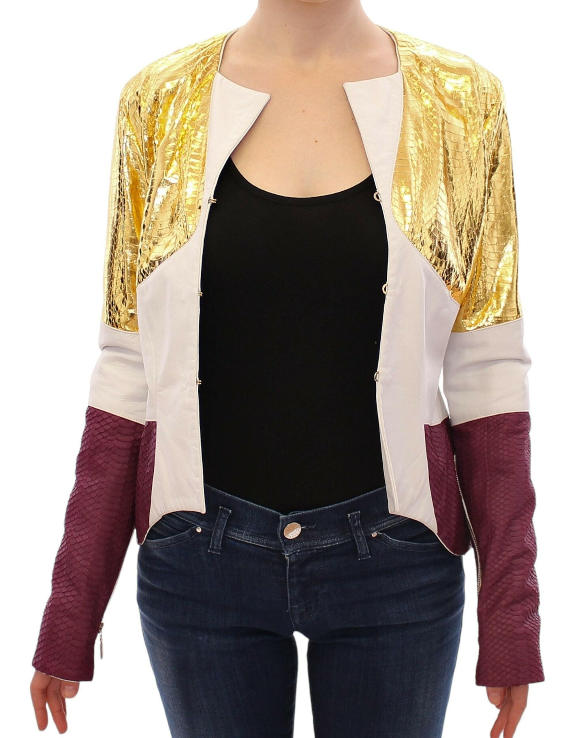 Vladimiro Gioia White Gold Purple Leather Jacket -   -  Vladimiro Gioia.