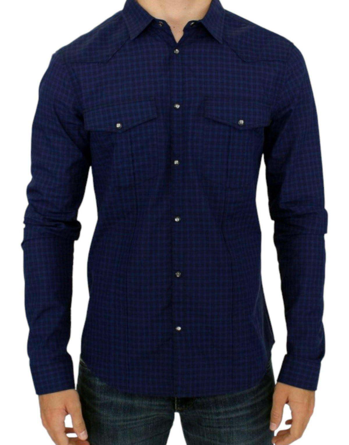 Costume National Blue checkered cotton shirt -   -  Costume National.