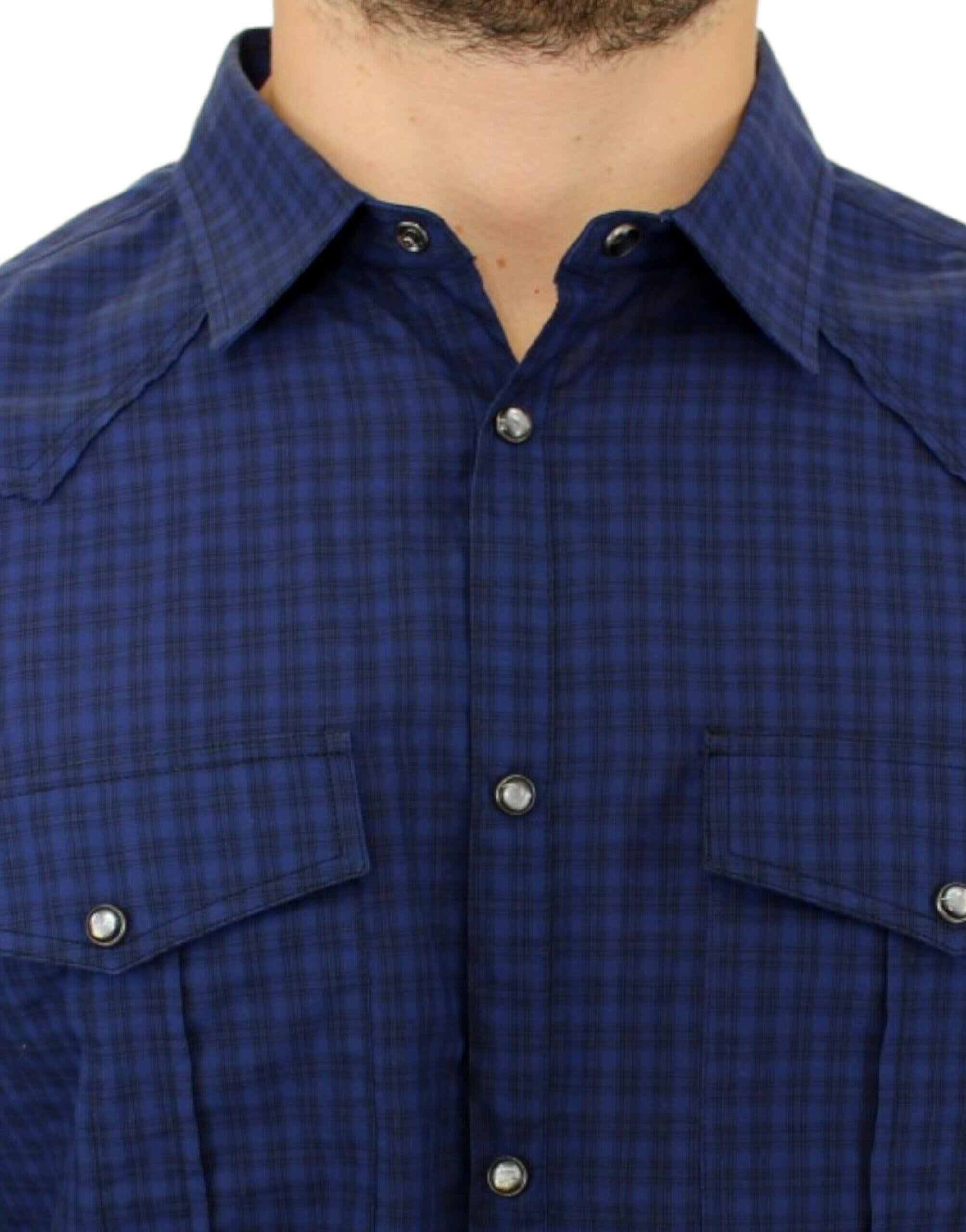 Costume National Blue checkered cotton shirt -   -  Costume National.