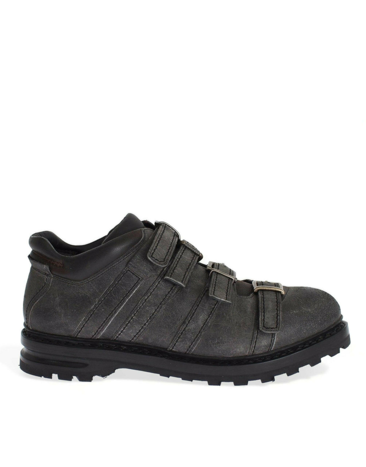 Dolce & Gabbana Gray Leather Ankle Strap Shoes Boots -   -  Dolce & Gabbana.