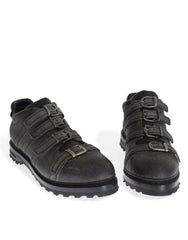 Dolce & Gabbana Gray Leather Ankle Strap Shoes Boots -   -  Dolce & Gabbana.
