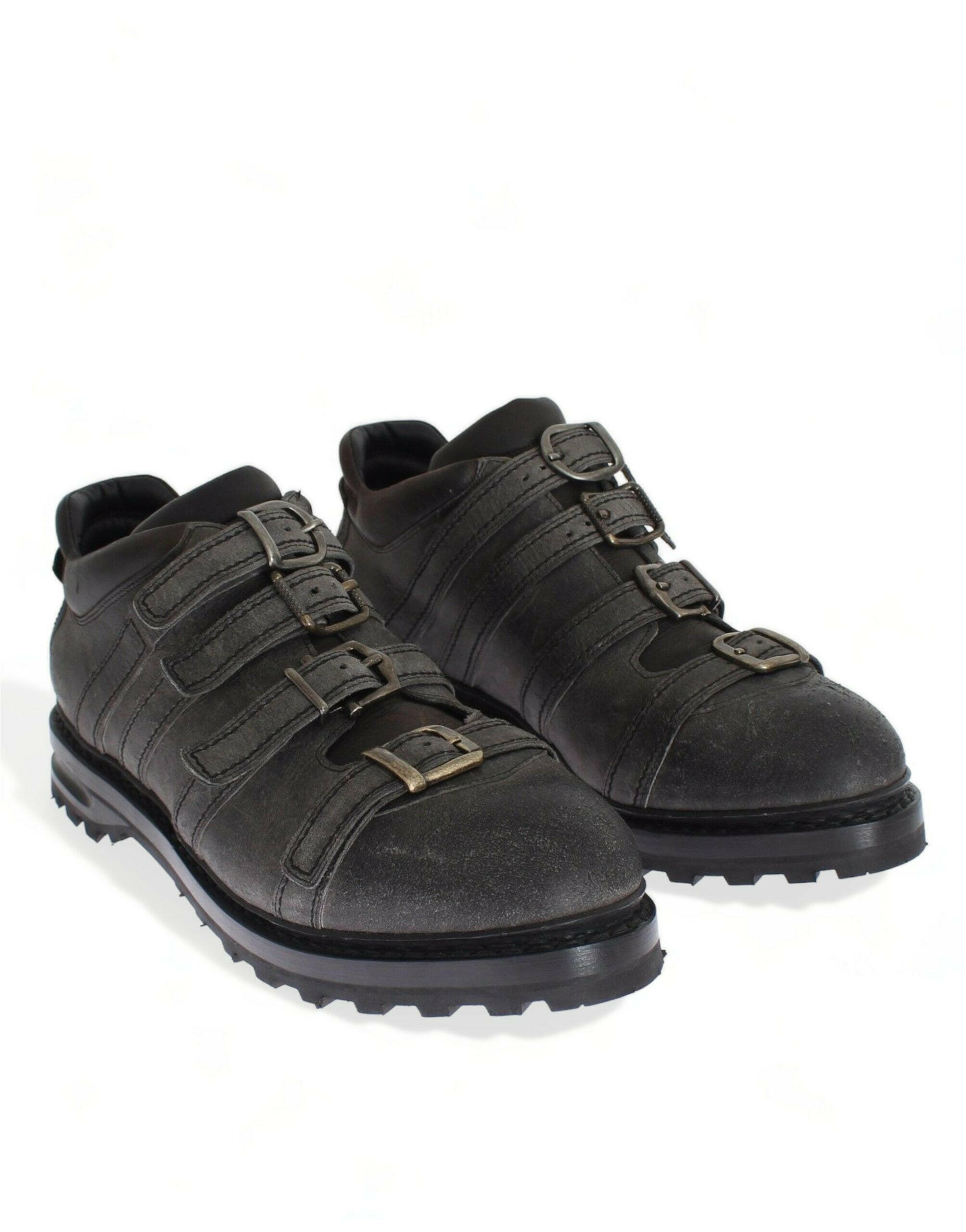 Dolce & Gabbana Gray Leather Ankle Strap Shoes Boots -   -  Dolce & Gabbana.