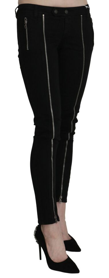 Dolce & Gabbana Black Low Waist Zipper Cropped Skinny Denim Pants -   -  Dolce & Gabbana.