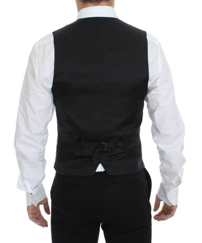 Dolce & Gabbana Black Striped Stretch Dress Vest Gilet -  Vests for Men Suits -  Dolce & Gabbana.