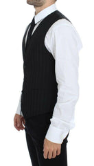 Dolce & Gabbana Black Striped Stretch Dress Vest Gilet -  Vests for Men Suits -  Dolce & Gabbana.