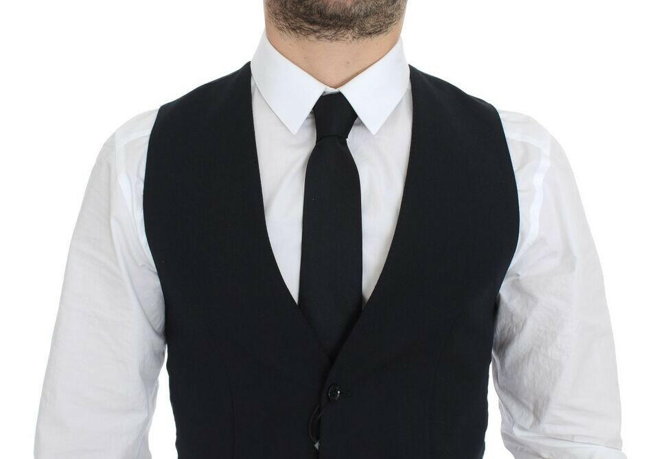 Dolce & Gabbana Blue Wool Formal Dress Vest Gilet -  Vests for Men Suits -  Dolce & Gabbana.