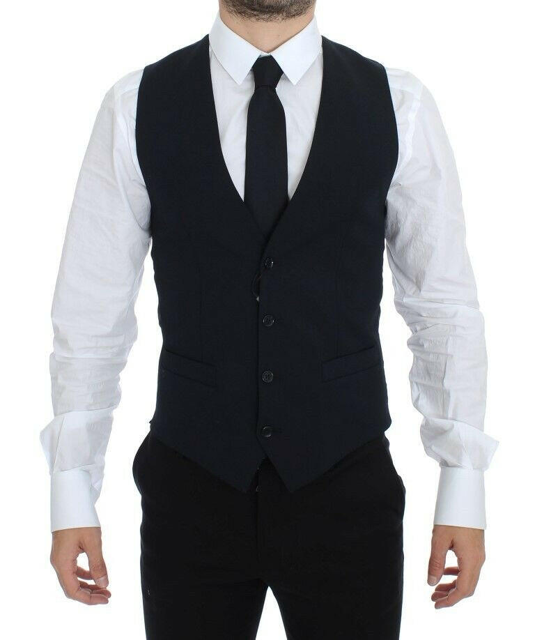 Dolce & Gabbana Blue Wool Formal Dress Vest Gilet -  Vests for Men Suits -  Dolce & Gabbana.