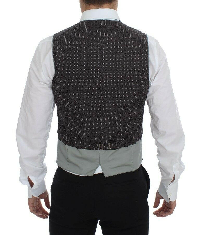 Dolce & Gabbana Gray Polka Dot Dress Vest Gilet Weste -  Vests for Men Suits -  Dolce & Gabbana.