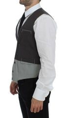 Dolce & Gabbana Gray Polka Dot Dress Vest Gilet Weste -  Vests for Men Suits -  Dolce & Gabbana.