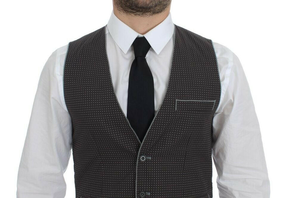 Dolce & Gabbana Gray Polka Dot Dress Vest Gilet Weste -  Vests for Men Suits -  Dolce & Gabbana.
