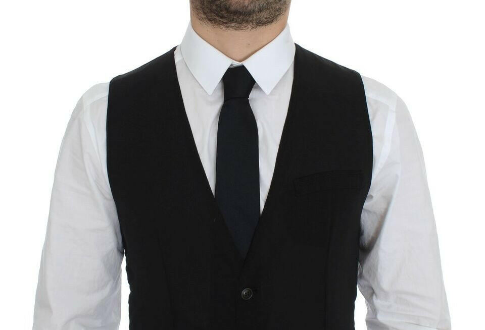 Dolce & Gabbana Black Wool Formal Dress Vest Gilet Jacket -  Vests for Men Suits -  Dolce & Gabbana.