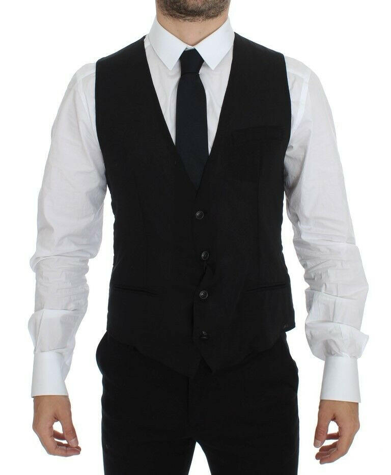 Dolce & Gabbana Black Wool Formal Dress Vest Gilet Jacket -  Vests for Men Suits -  Dolce & Gabbana.