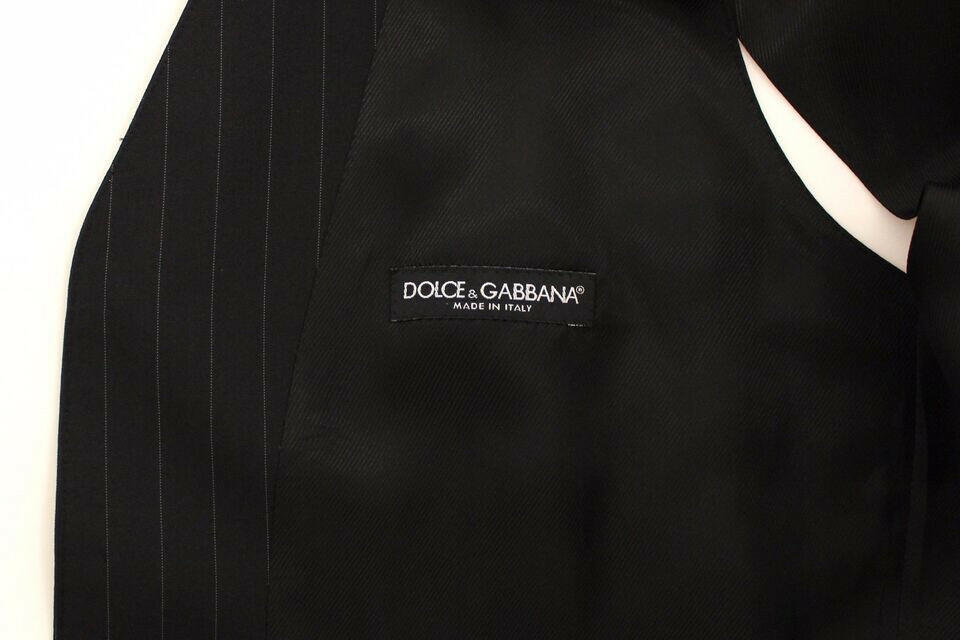 Dolce & Gabbana Black Striped Wool Silk Dress Vest Gilet -  Vests for Men Suits -  Dolce & Gabbana.
