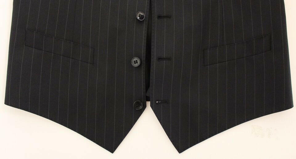 Dolce & Gabbana Black Striped Wool Silk Dress Vest Gilet -  Vests for Men Suits -  Dolce & Gabbana.