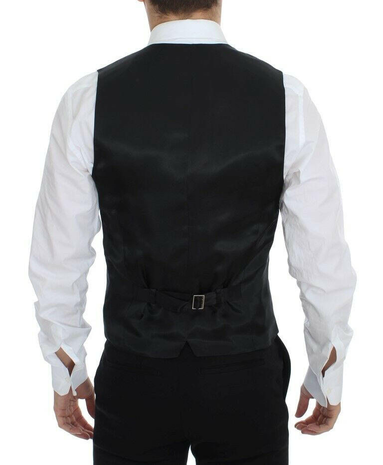 Dolce & Gabbana Black Striped Wool Silk Dress Vest Gilet -  Vests for Men Suits -  Dolce & Gabbana.