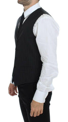 Dolce & Gabbana Black Striped Wool Silk Dress Vest Gilet -  Vests for Men Suits -  Dolce & Gabbana.