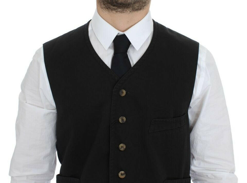 Dolce & Gabbana Black Cotton Blend Dress Vest Gilet -  Vests for Men Suits -  Dolce & Gabbana.
