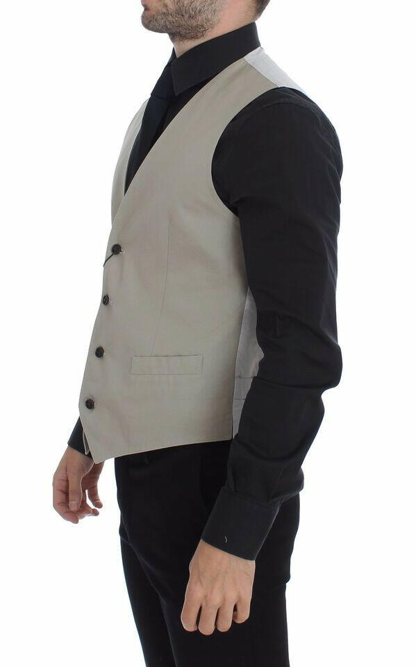 Dolce & Gabbana Beige Silk Blend Dress Formal Vest Gilet -  Vests for Men Suits -  Dolce & Gabbana.