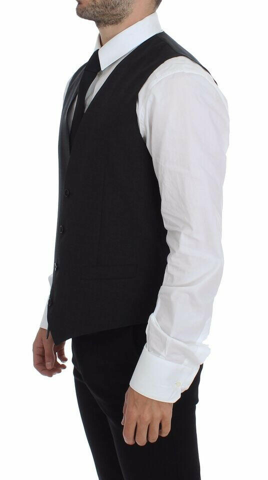 Dolce & Gabbana Gray Slim Fit Button Front Dress Formal Vest -  Vests for Men Suits -  Dolce & Gabbana.