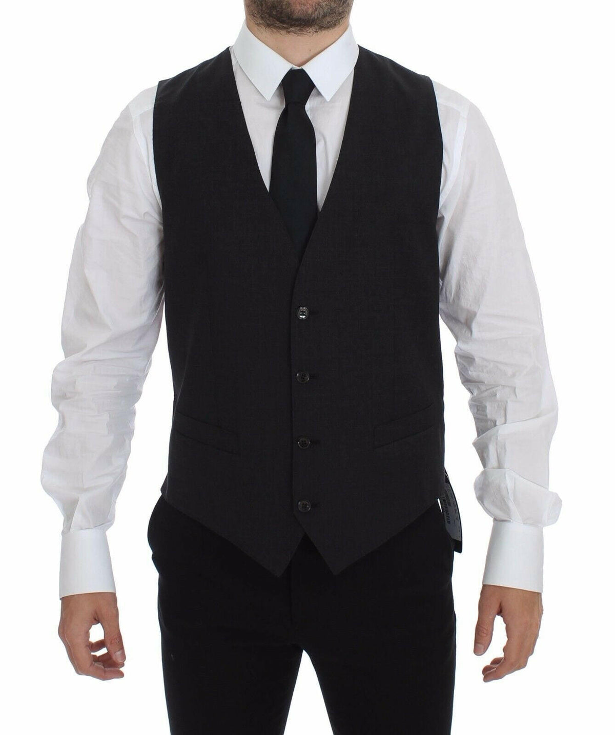 Dolce & Gabbana Gray Slim Fit Button Front Dress Formal Vest -  Vests for Men Suits -  Dolce & Gabbana.