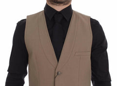 Dolce & Gabbana Beige Cotton Slim Fit Button Front Dress Vest -  Vests for Men Suits -  Dolce & Gabbana.