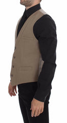 Dolce & Gabbana Beige Cotton Slim Fit Button Front Dress Vest -  Vests for Men Suits -  Dolce & Gabbana.