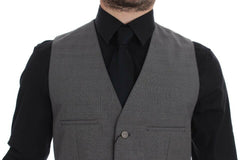 Dolce & Gabbana Gray Cotton Slim Fit Button Front Dress Vest -  Vests for Men Suits -  Dolce & Gabbana.