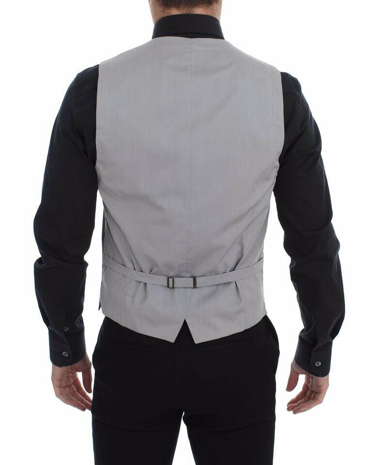 Dolce & Gabbana Gray Cotton Slim Fit Button Front Dress Vest -  Vests for Men Suits -  Dolce & Gabbana.
