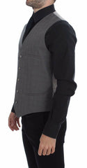 Dolce & Gabbana Gray Cotton Slim Fit Button Front Dress Vest -  Vests for Men Suits -  Dolce & Gabbana.