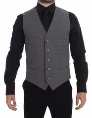 Dolce & Gabbana Gray Cotton Slim Fit Button Front Dress Vest -  Vests for Men Suits -  Dolce & Gabbana.