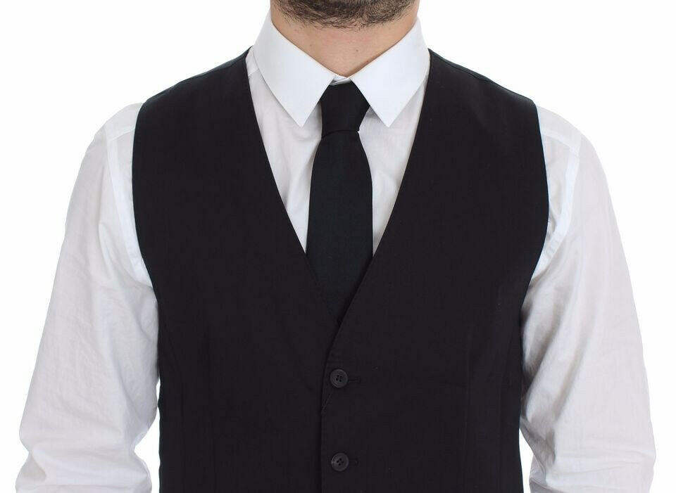 Dolce & Gabbana Blue Cotton Stretch Dress Vest Blazer -  Vests for Men Suits -  Dolce & Gabbana.