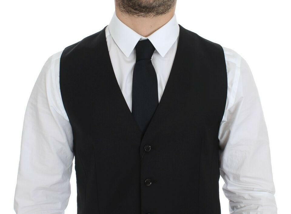 Dolce & Gabbana Black Wool Silk Stretch Dress Vest Blazer -  Vests for Men Suits -  Dolce & Gabbana.